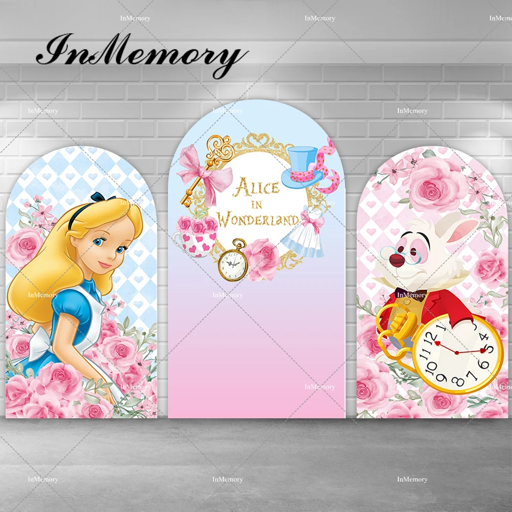 

Pink Florals Girls Alice In Wonderland Theme Birthday Party Arch Backdrop Afternoon Tea Baby Shower Backgrounds Supplier