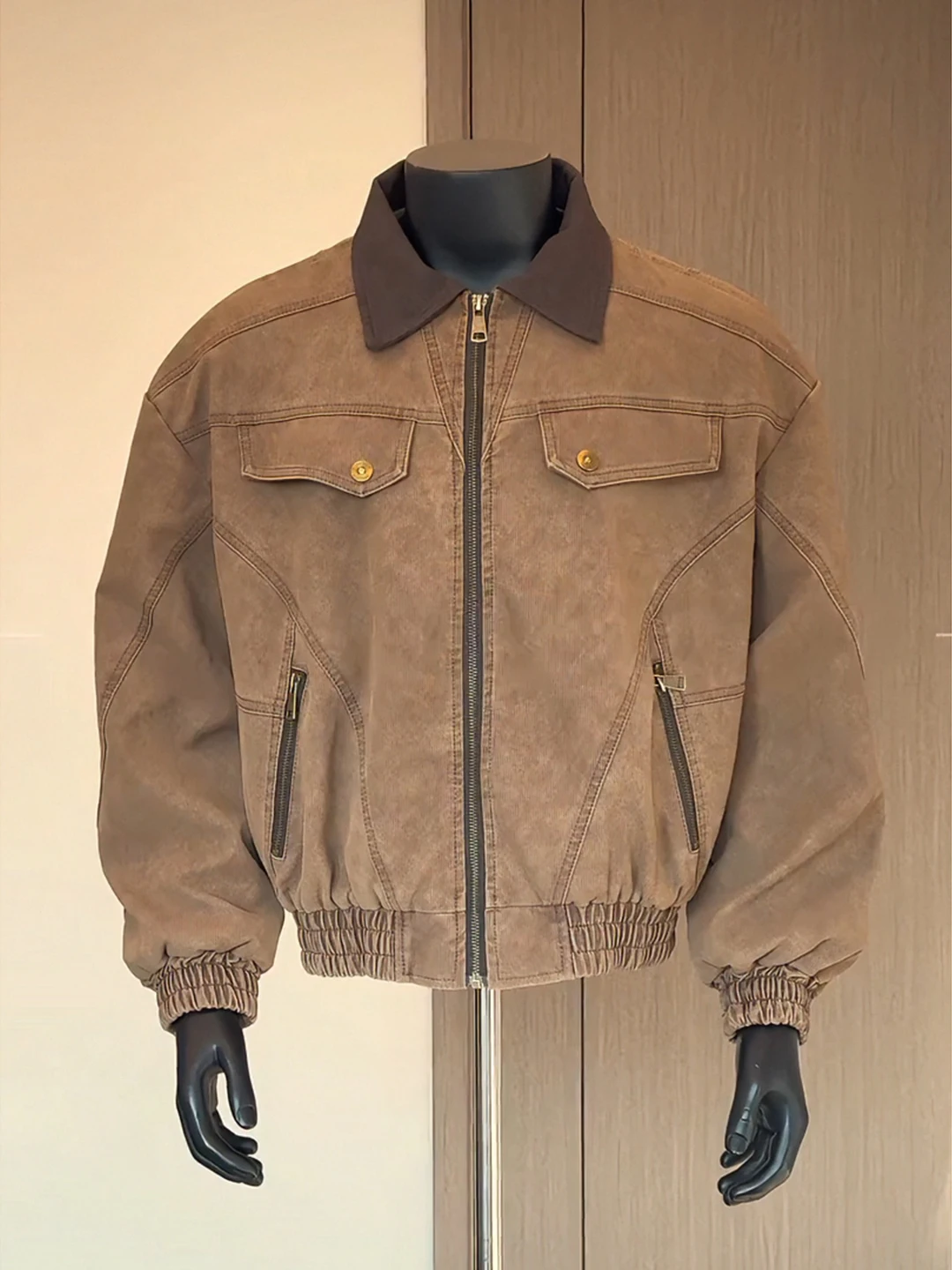 

Мужская куртка в стиле ретро с американской деконструированной рабочей одеждой ort Boxy Fit, высококачественная куртка из искусственной кожи для осени и зимы, молодежная мода