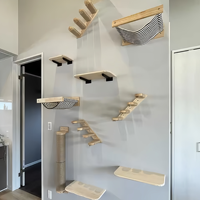 Wall Mounted Cat Climbing Shelves Cat Tree Tower Hammock Scratching Posts Cats Perches Kitten for Sleeping Playing Claw Grinding