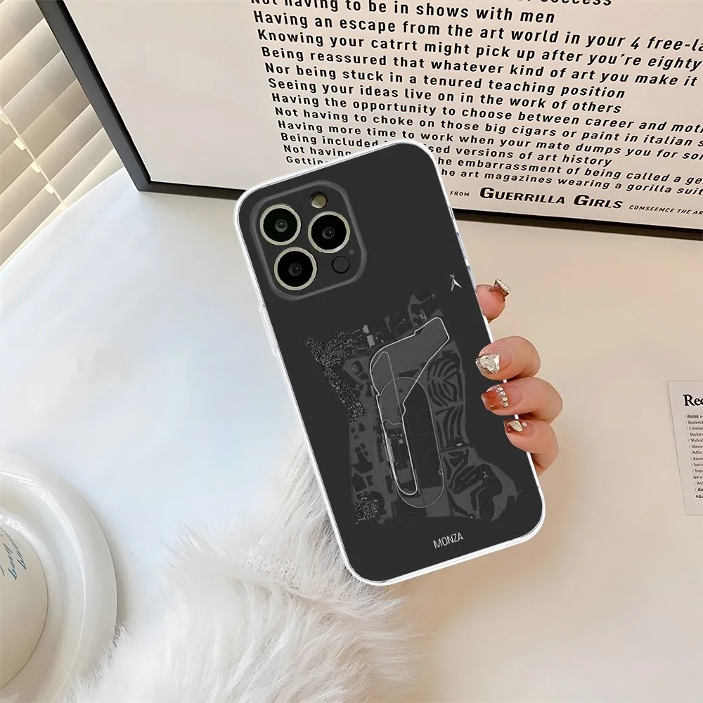 F1 Track Circuit Phone Case Transparent For Iphone 15 14Pro 11 12 14 Pro Max Mini 6 6s 7 8 Plus X XR XS SE2020 Cover