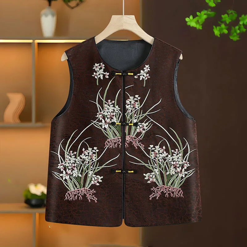 

Thin Streetwear Quality Chinese Ethnic Style Jacket Vests for Women Clothing Coats Fashion Clothes Embroidery Casual Vintage