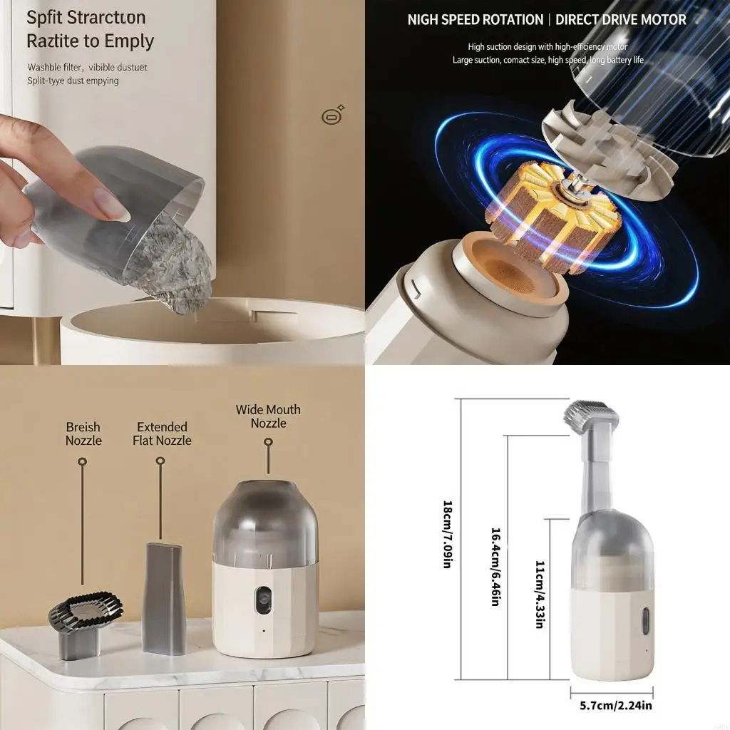 J6PE Multifunctional Cleaning Device Quiet and Efficient Vacuum Powerful Desktop Vacuum Perfect for Home and Office Cleaning