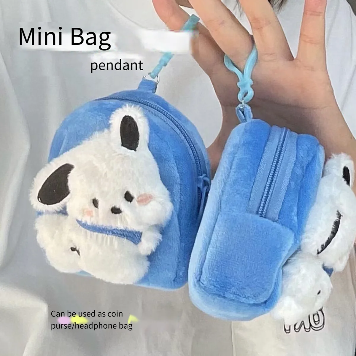 Pochacco Cute Blue Hello Kittle Peripheral Mini Coin Purse Earphone Storage Bag Key Chain Schoolbag Hanging Plush Children Gift