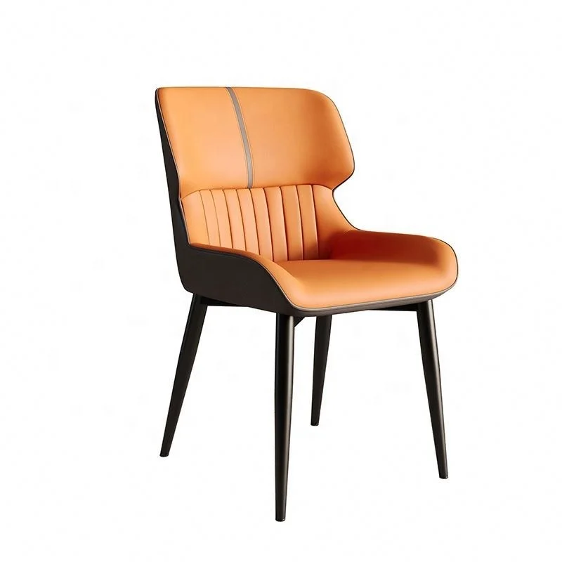 

/2025 High Quality PU Leather Backrest Chair Modern Nordic Ergonomic Design Carbon Steel Legs For Home Dining Table