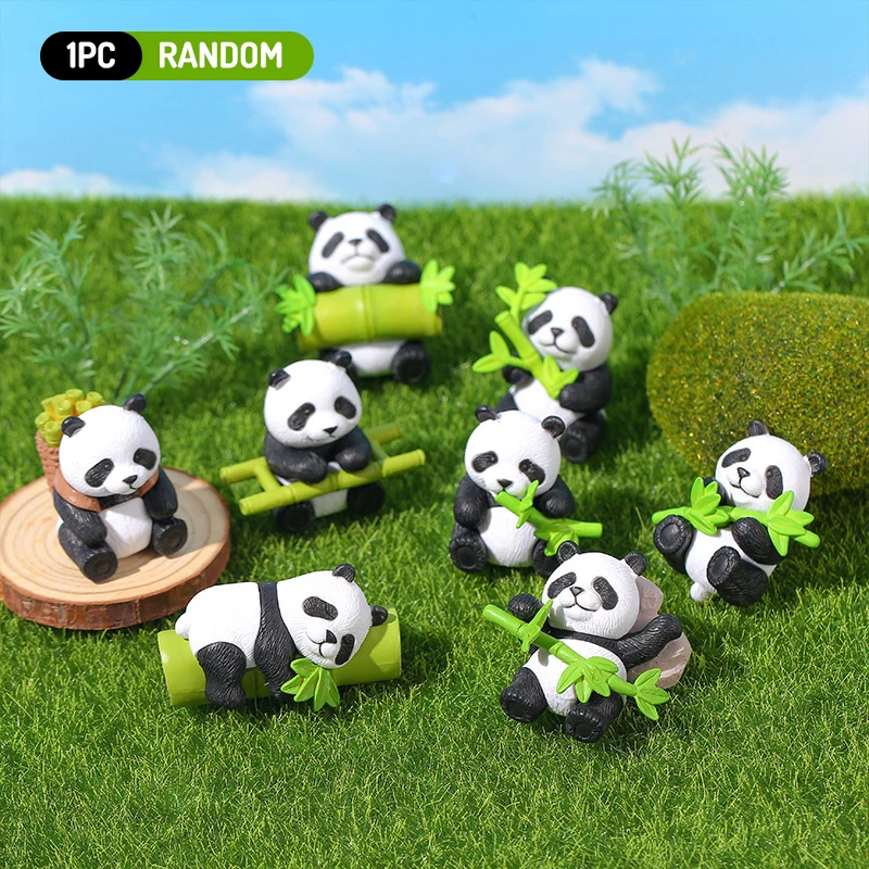 

8 Creative Bamboo Panda Mini Doll Resin Ornament Home Gardening Car Dashboard Decorative Ornament DIY Jewelry Gift