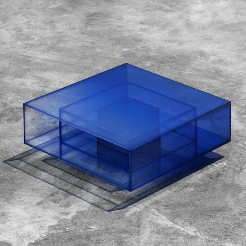 Nordic living room coffee table modern Klein blue gradual change edge corner a few real estate villa creative acrylic tea table
