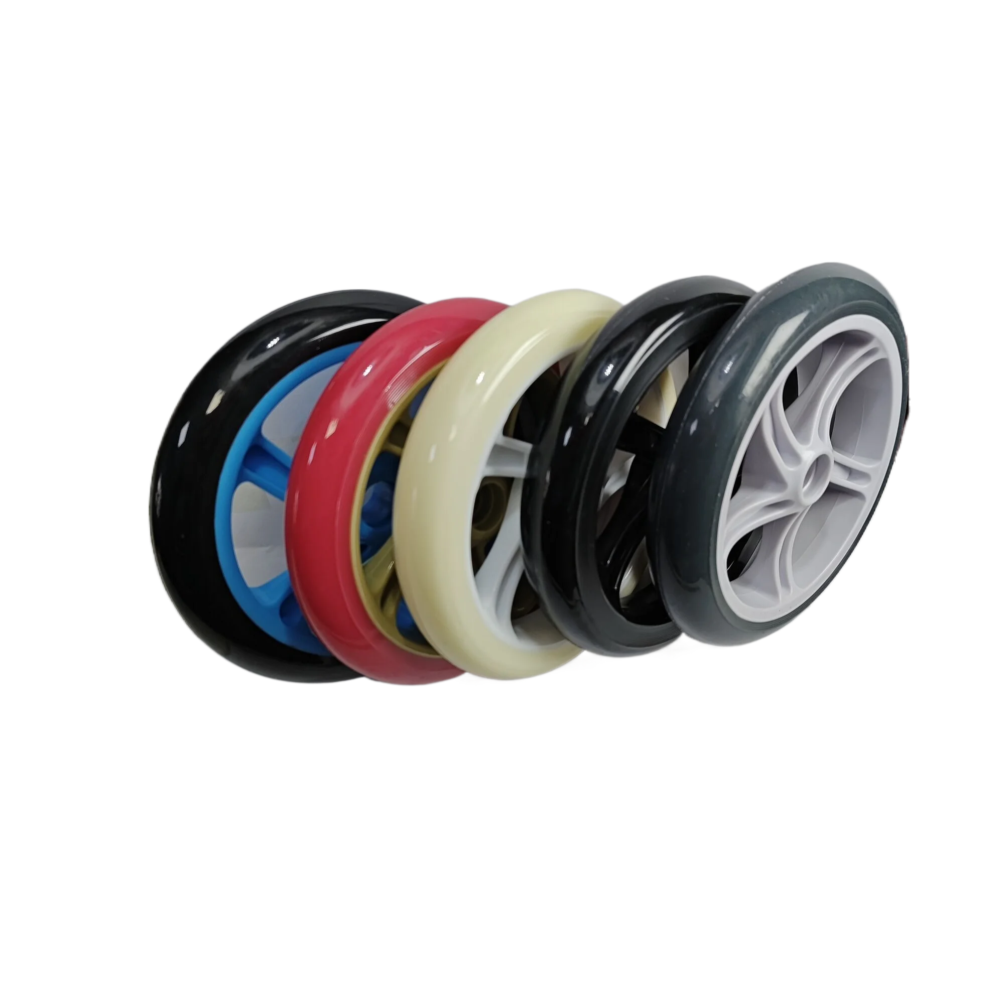 

2pcs 175-180mm (7-inch) scooter replacement wheels, 30mm thick PU: wear-resistant, elastic, low-noise; fits carts
