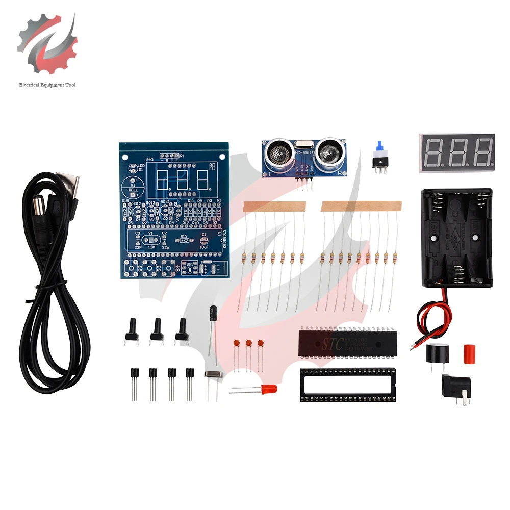 51 Single Chip Microcomputer Ultrasonic Range Finder DIY Module Reversing Radar Alarm HC-SR04 Ultrasonic Range Finder DIY Kit