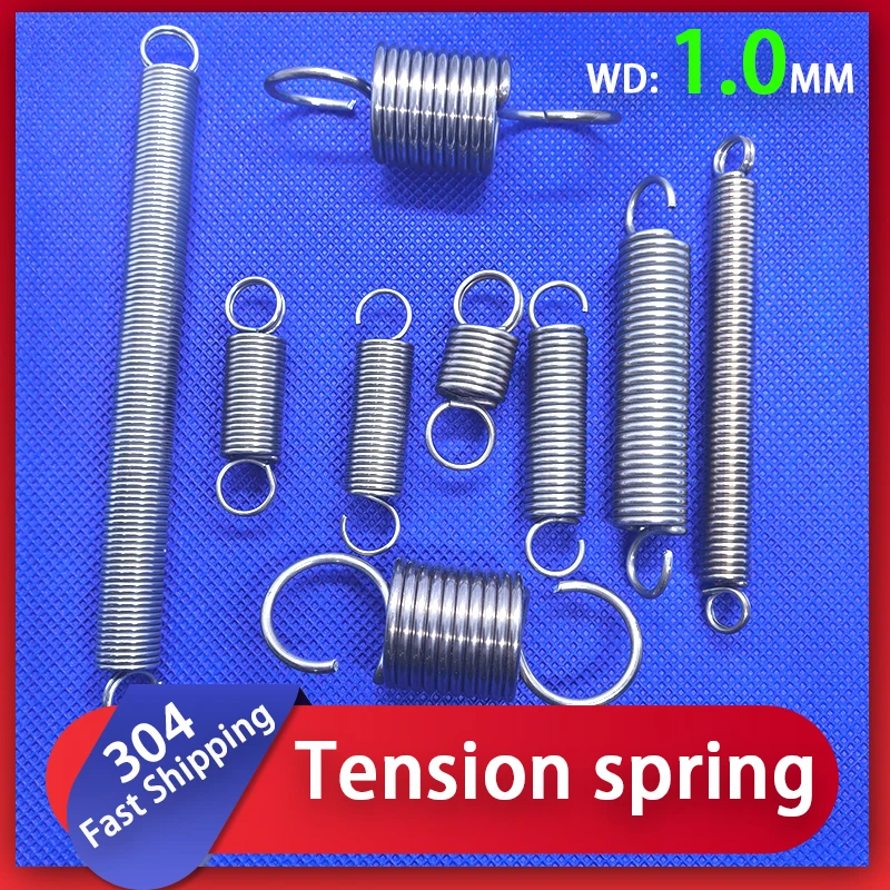 

Wire Diameter 1.0mm 304 Stainless Steel Tension Spring Extended Model Drag SpringS Hook Double Loop Hook Pullback Spring