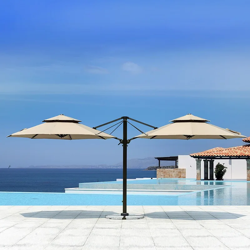 Two Head Roman Umbrella, Large Double-top Outdoor Garden Parasol, Weatherproof Patio Poolside Sun Shade Umbrella