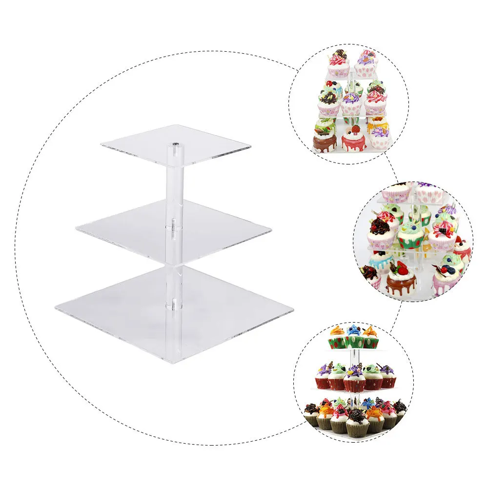 1 قطعة كعكة عرض موقف الاكريليك متعدد الطبقات مستقرة الحلوى رف الزفاف عيد ميلاد كب كيك حامل حفلة استخدام كعكة شفافة الرف #6