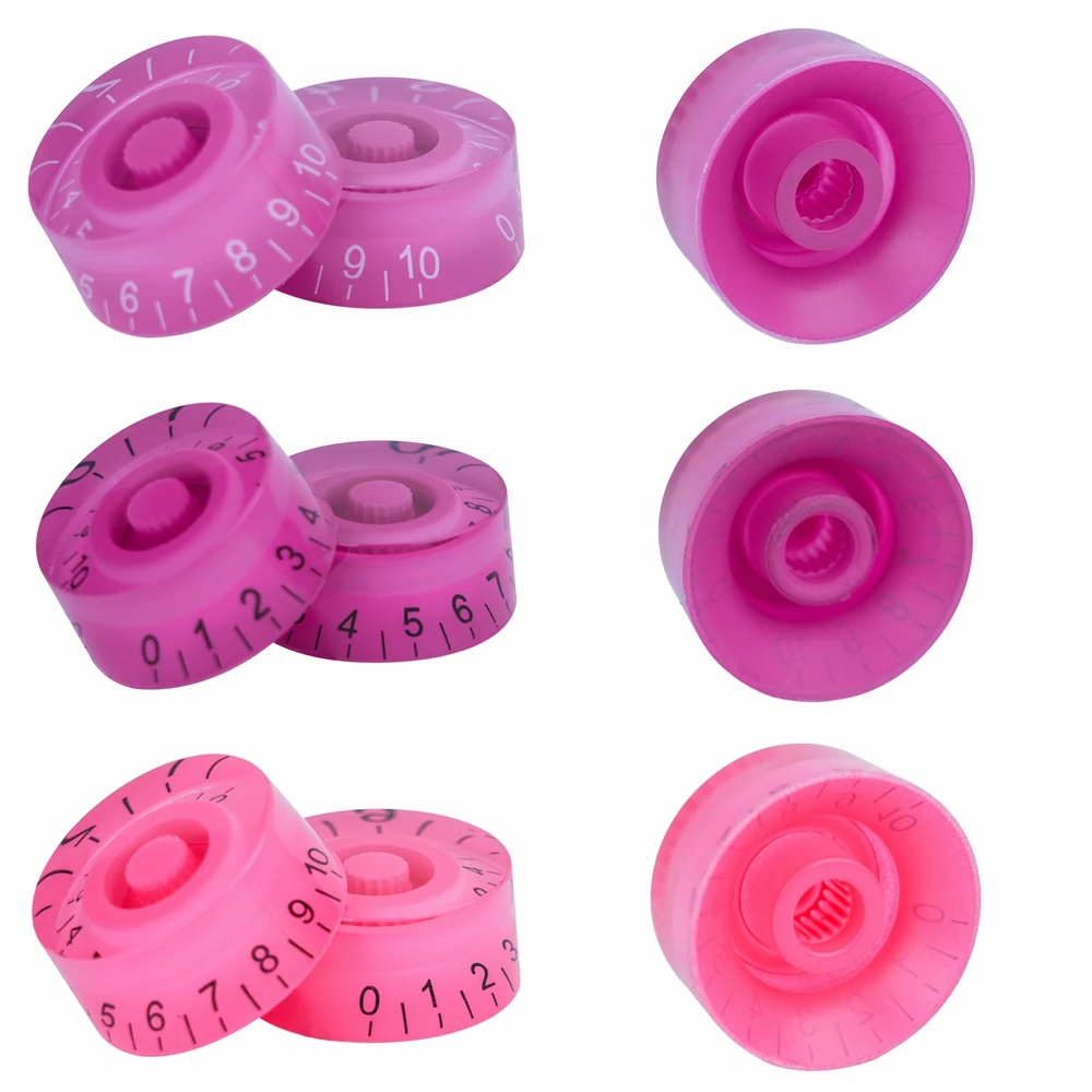 4 Stück Gitarren-Lautstärkeregler, Top-Hat-Knöpfe, Geschwindigkeits- und Tonpedal-Regler für E-Gitarre und Bass, 29 Farben – Detail 4