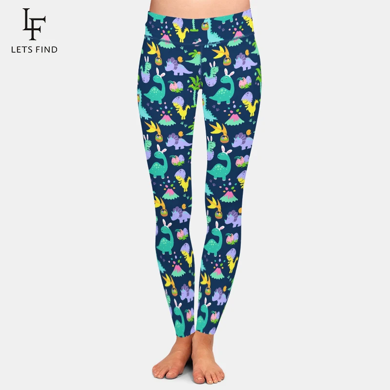 LETSFIND-leggings con estampado 3D para mujer, pantalones ajustados de cintura alta, con diseño de conejo de Pascua y huevos de Pascua, para Fitness, novedad de primavera