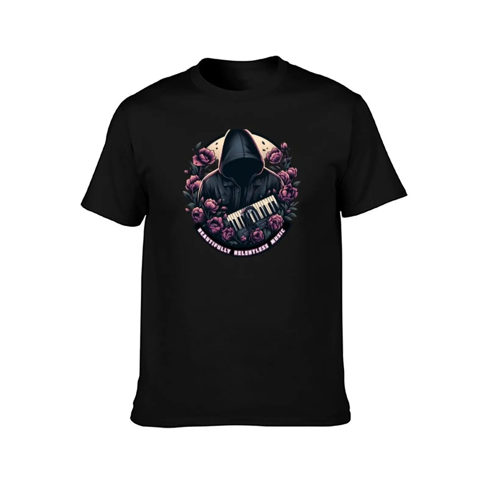 Beautifully Relentless Music (Purple Flowers) T-Shirt Sports Casual Short Sleeve Cotton Tee