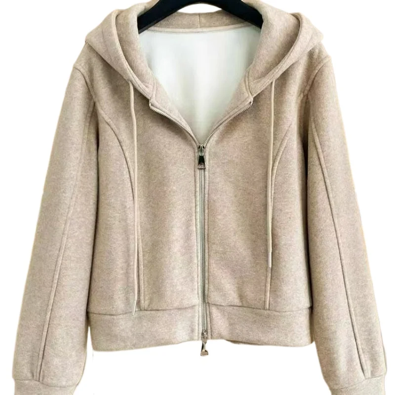 Conjunto de ropa deportiva informal de lana para mujer, sudadera con capucha adelgazante holgada, pantalón de pierna ancha, conjunto de dos piezas, otoño e invierno, 2026