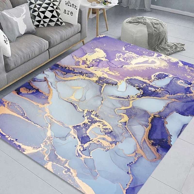 Nordic Colored Marble Non-Slip Carpet for Home Living Room Decorative Floor Mat Porch Door Mat Print Rug Bedroom Anti-Slip Mat
