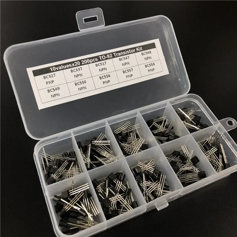 10Values*20 200pcs TO-92 Transistor Assortment Assorted Kit BC327 BC337 BC517 BC547 BC548 BC549 BC550 BC556 BC557 BC558