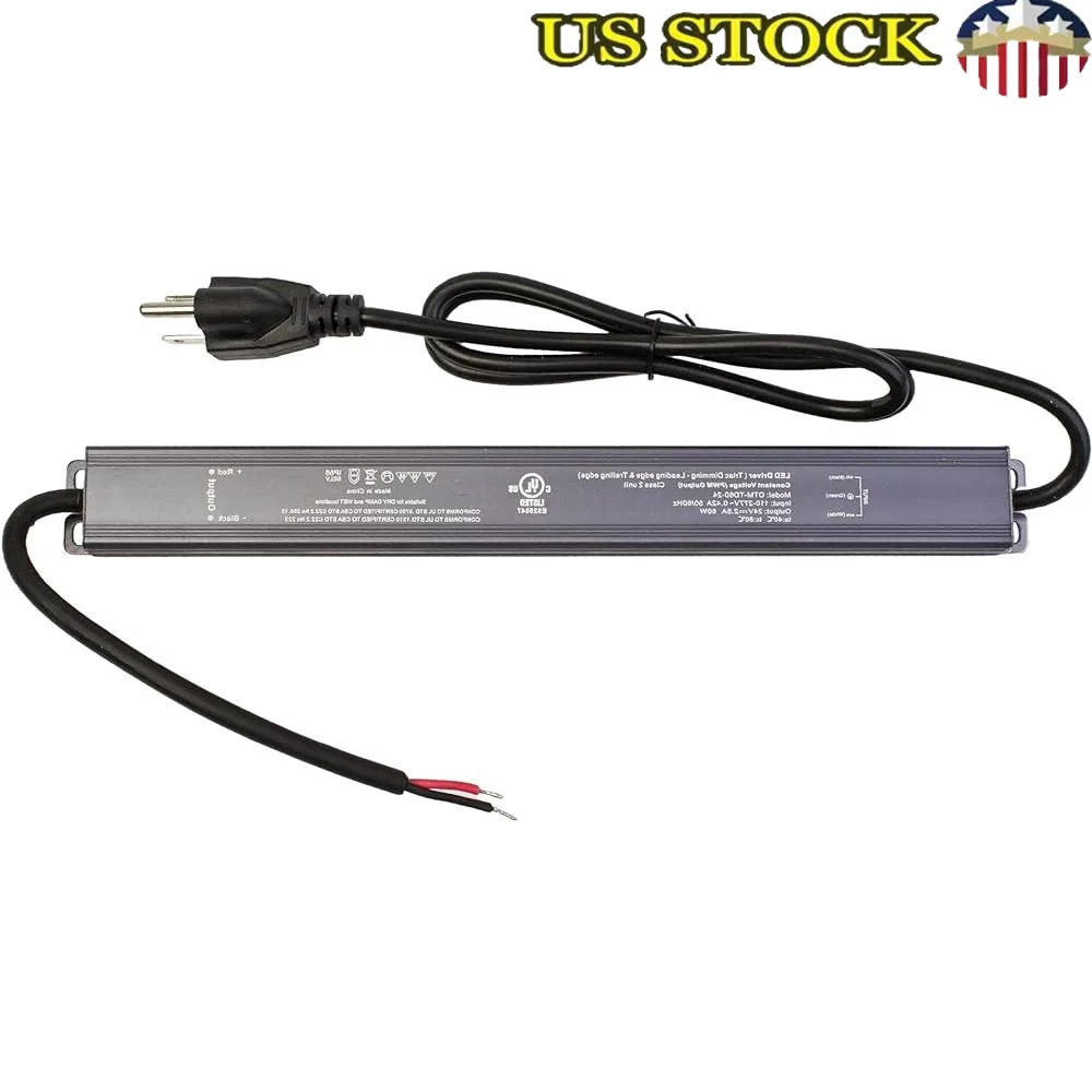 

Dimmable LED Driver 24V 60W Power Supply Triac Compatible Lutron Leviton UL Listed Wall Mount Class 2