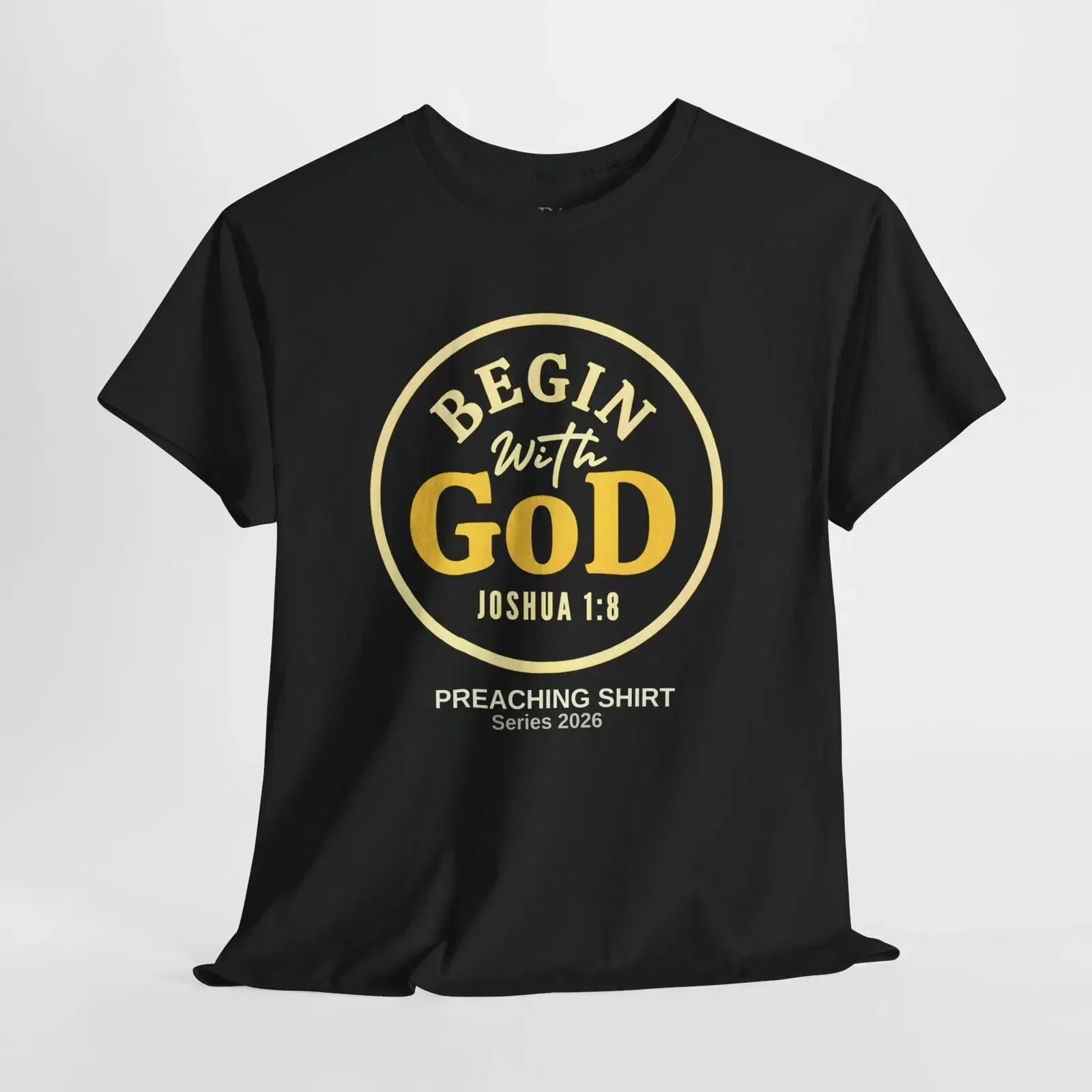 Begin With God Joshua 1 8 T Shirt Christian Faith Typography vintage Washed Soft Stylish designer clothes Breathable