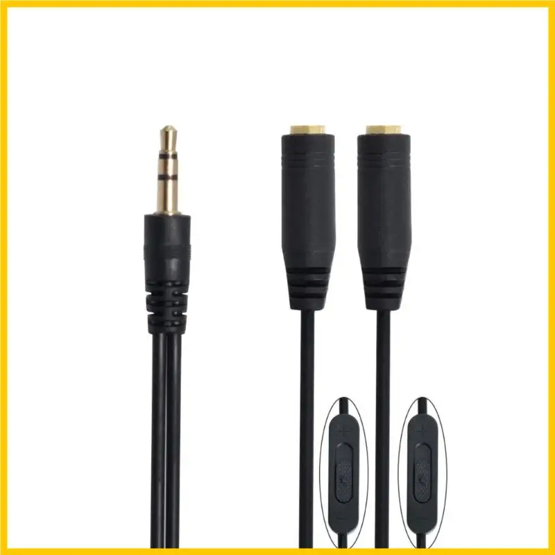 

Q1JF 2 in 1 Headphone Splitter Cable Line 3.5mm Male to 2 Female Port with Adjustable Vol for Music Sharing