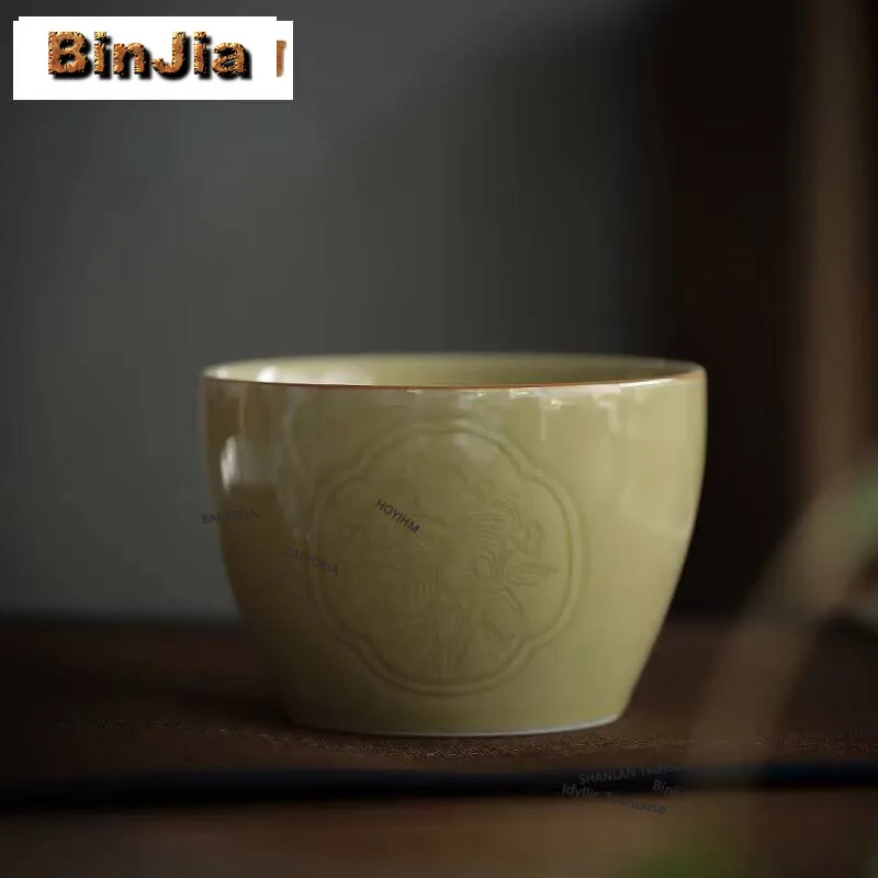 500/ 975ML Yue Kiln Celadon Ceramic Jianshui Creative Tea Washing Basin Writing-brush Washer Chaxi Tableware Supplies Ornaments