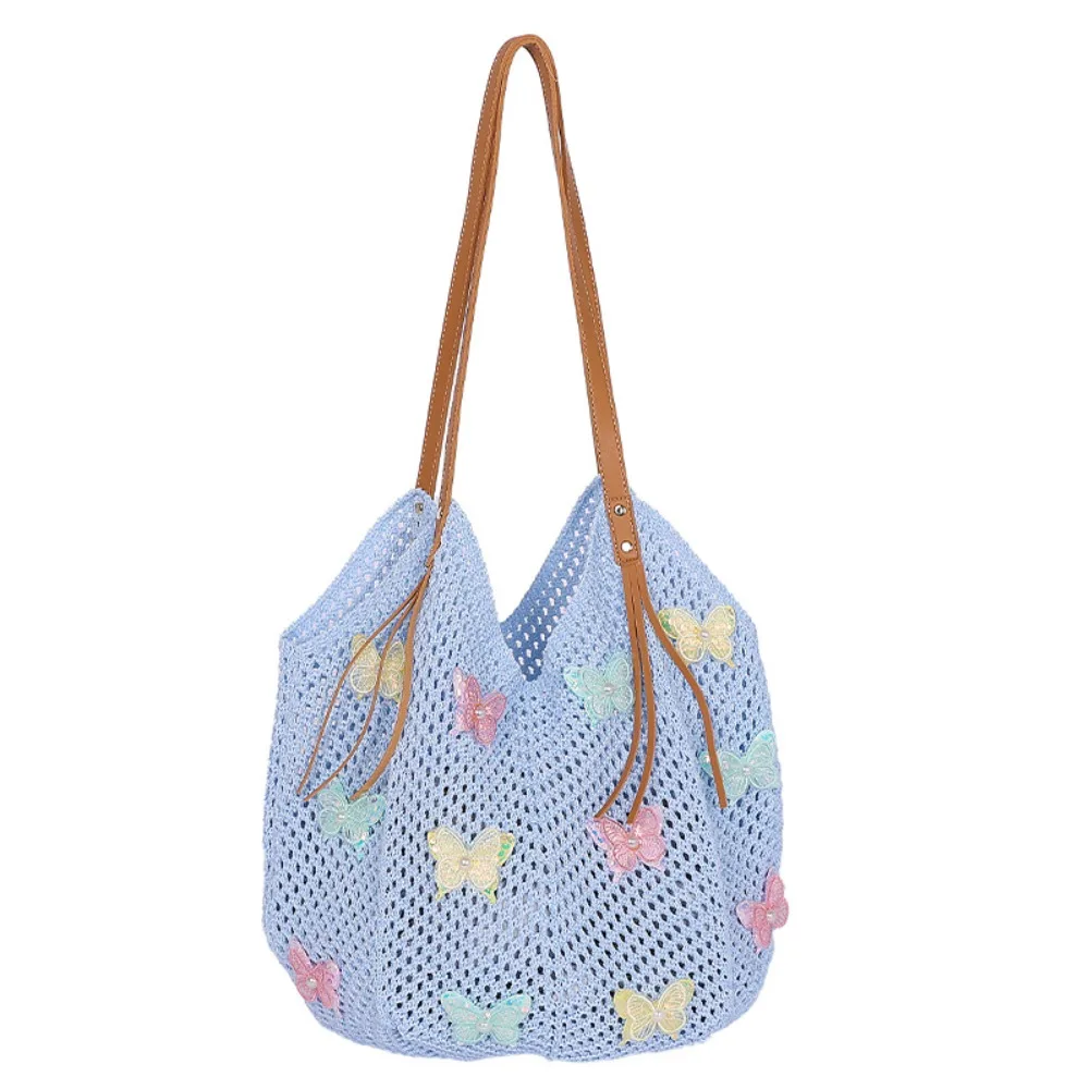 

Hollow Out Butterfly Knitting Bag Tote Bag Bohemian Style Beach Bag Beach Handbag Large Capacity Hollow Shoulder Bag Girls