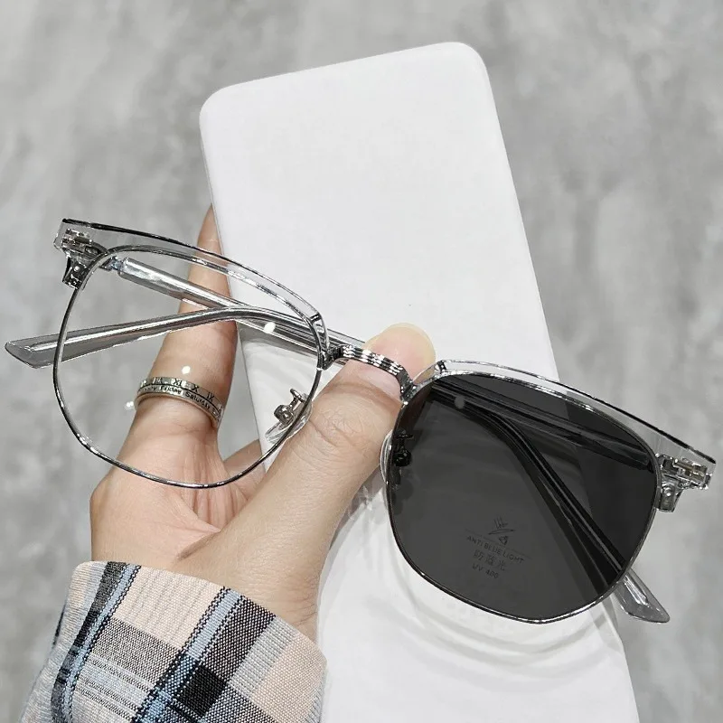 

Photochromic Anti Radiation Glasses Metal Eyeglasses Frames Transition Anti Blue Light 2 in 1 Eyewear
