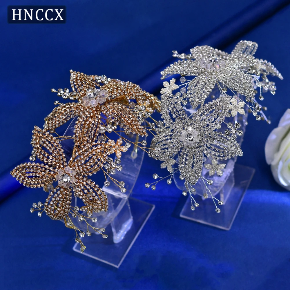 HNCCX accessori per capelli da sposa fatti a mano fascia da sposa fiori di strass lucidi copricapo per copricapo da donna di lusso CP252