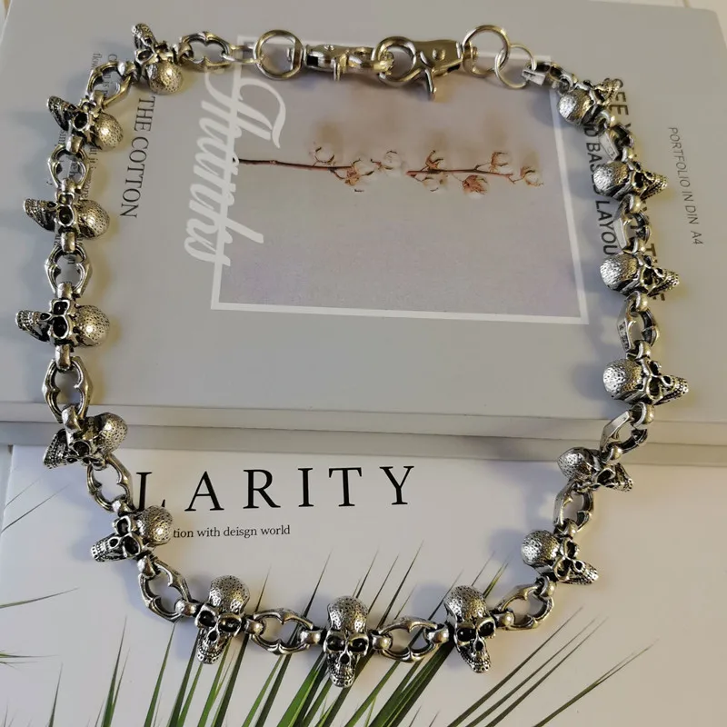 الرجال دراجة نارية المفاتيح جان السائق محفظة أحزمة سلسلة الجمجمة سحر القوطية روك الجمجمة السراويل السراويل الخصر مفتاح الرجال BL48 #2