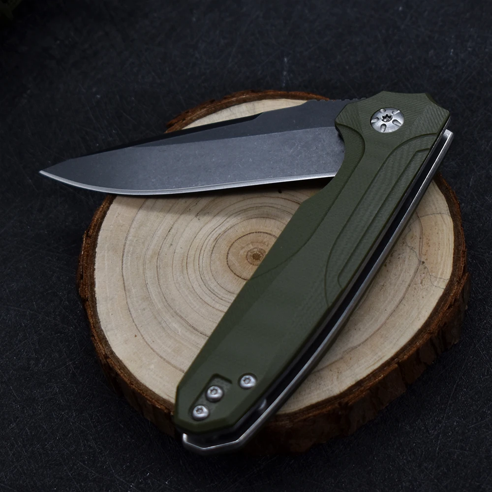 D2 aço pedra lavagem g10 lidar com rolamento faca dobrável bolso ao ar livre caça sobrevivência ferramenta de acampamento presentes natal edc