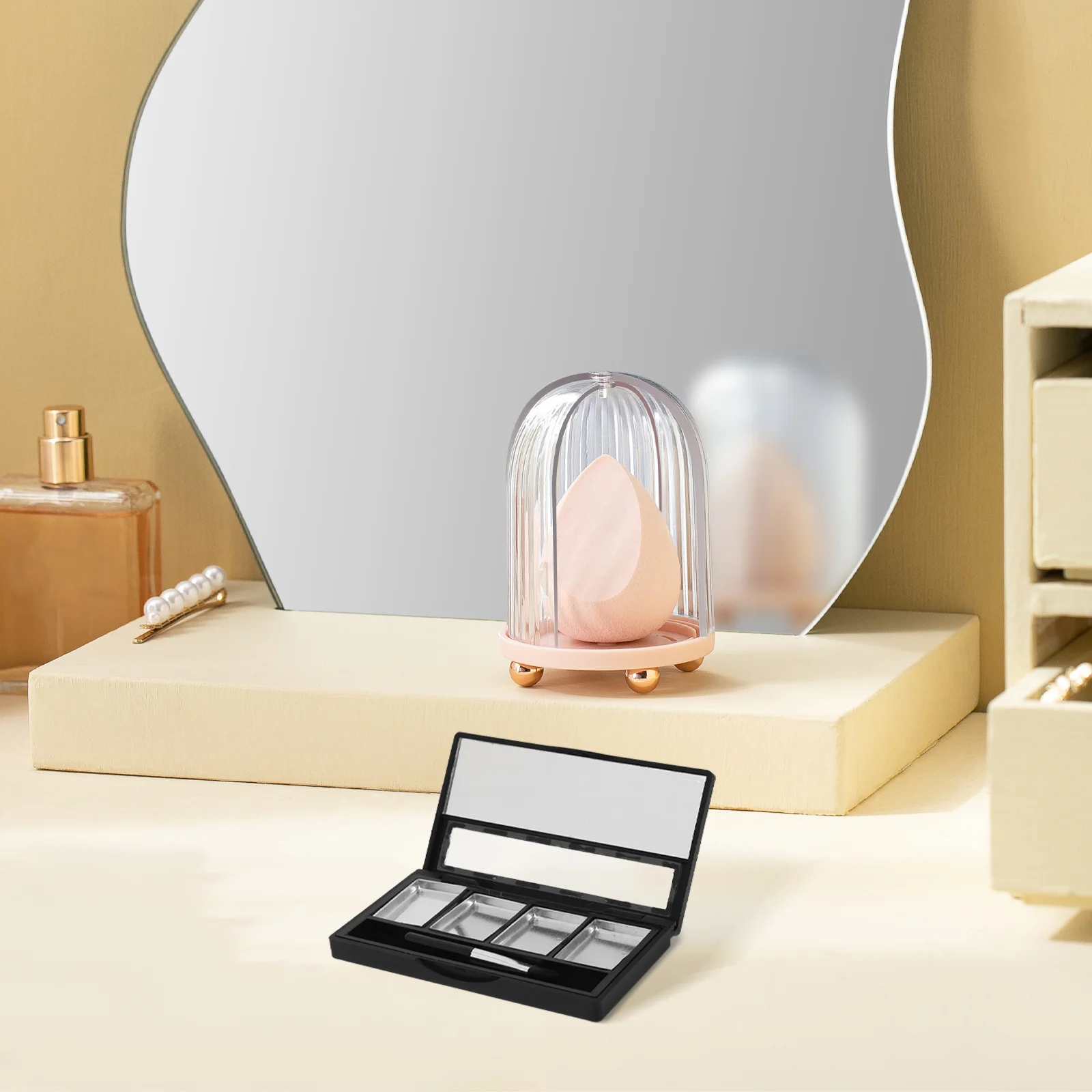 

4Pcs Empty Eyeshadow Container Black Mini DIY Palette with Multiple Compartments for Daily Use Empty Eyeshadow Box