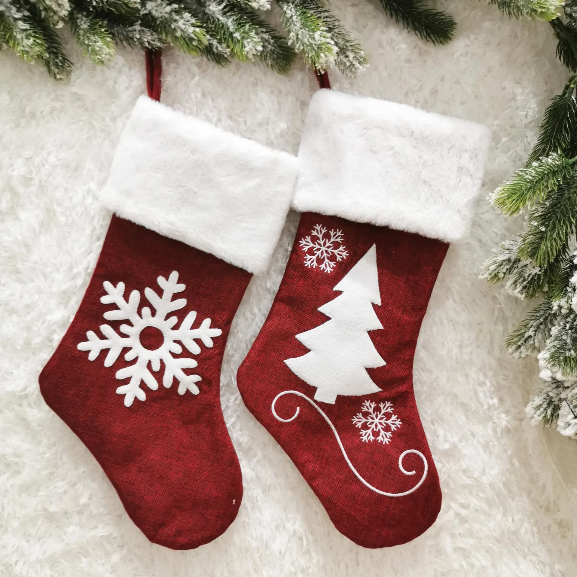 2023 Christmas Stockings Sock Wreat Santa Stockings Decorations for Home Outdoor 2024 New Year Xmas Holiday Cute Decorating 2pcs