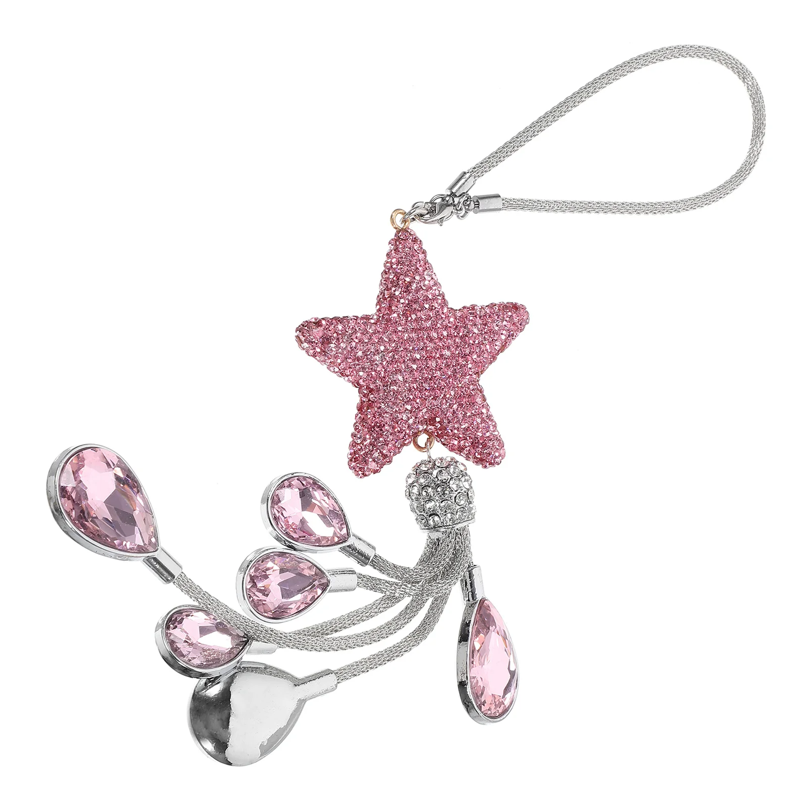 

Pink Crystal Star-Shaped Car Hanging Ornament Rearview Mirror Decor Durable Non-Fading Car Interior Pendant Gift Idea