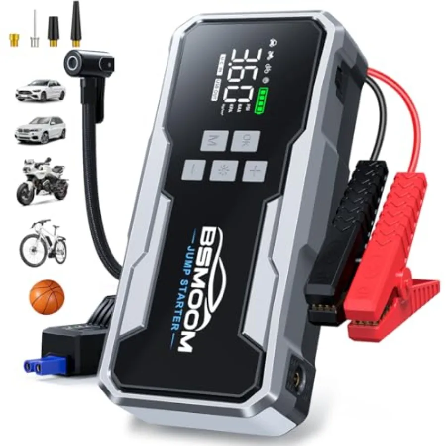 

Jump Starter with Air Compressor 7000A 160PSI Portable Car Battery Jump Starter All Gas/10L Diesel 12V Portable Booster Pack wi