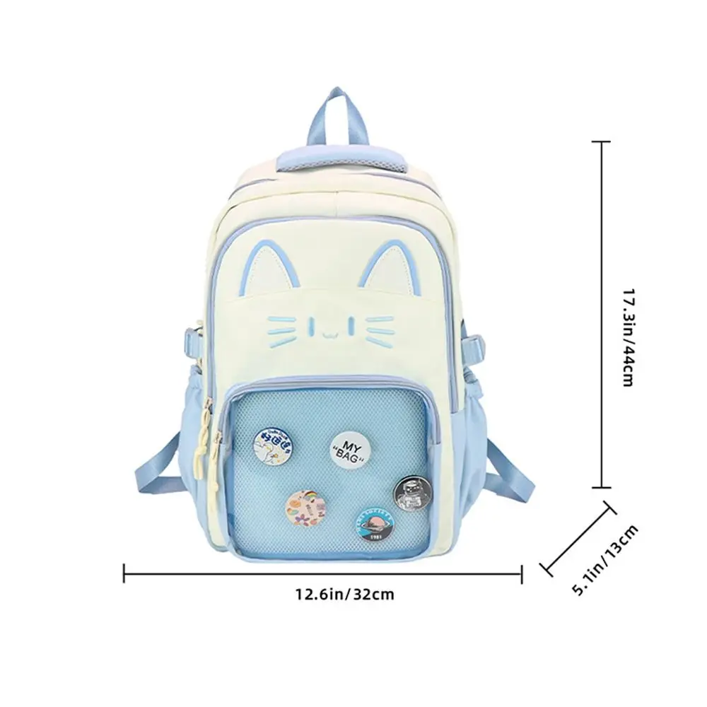 Ransel Ita Transparan Kawaii Kapasitas Besar DIY Display Kartun Kucing Tas Sekolah Tali Bahu Ganda Tas Sekolah