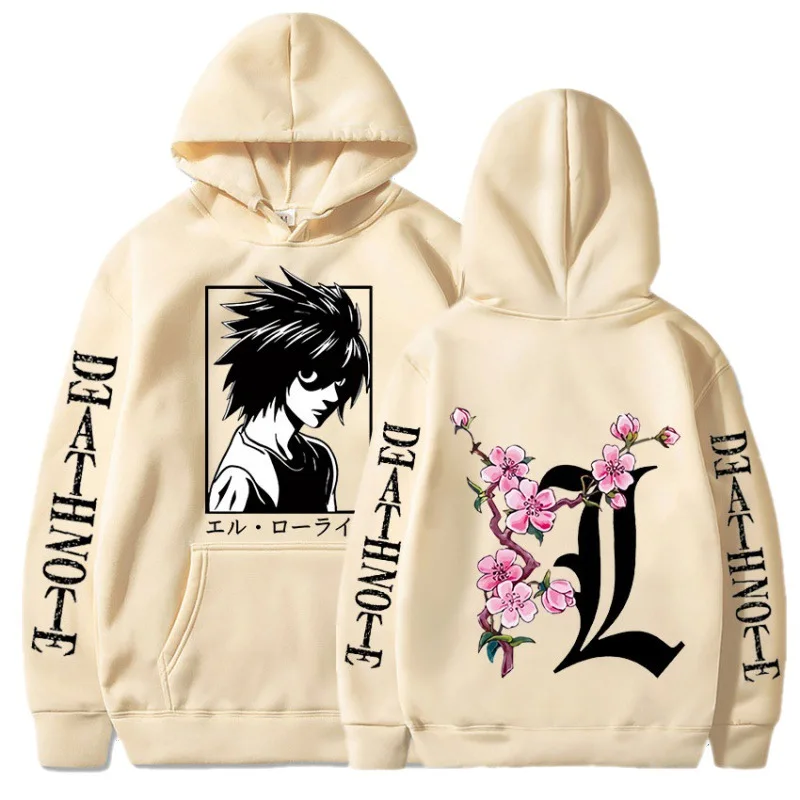 Herren-Sweatshirt mit Anime Death Note L-Aufdruck, Herbst- und Winter-Hoodie für Männer und Frauen, lässiges, bequemes Sport-Sweatshirt – Detail 6
