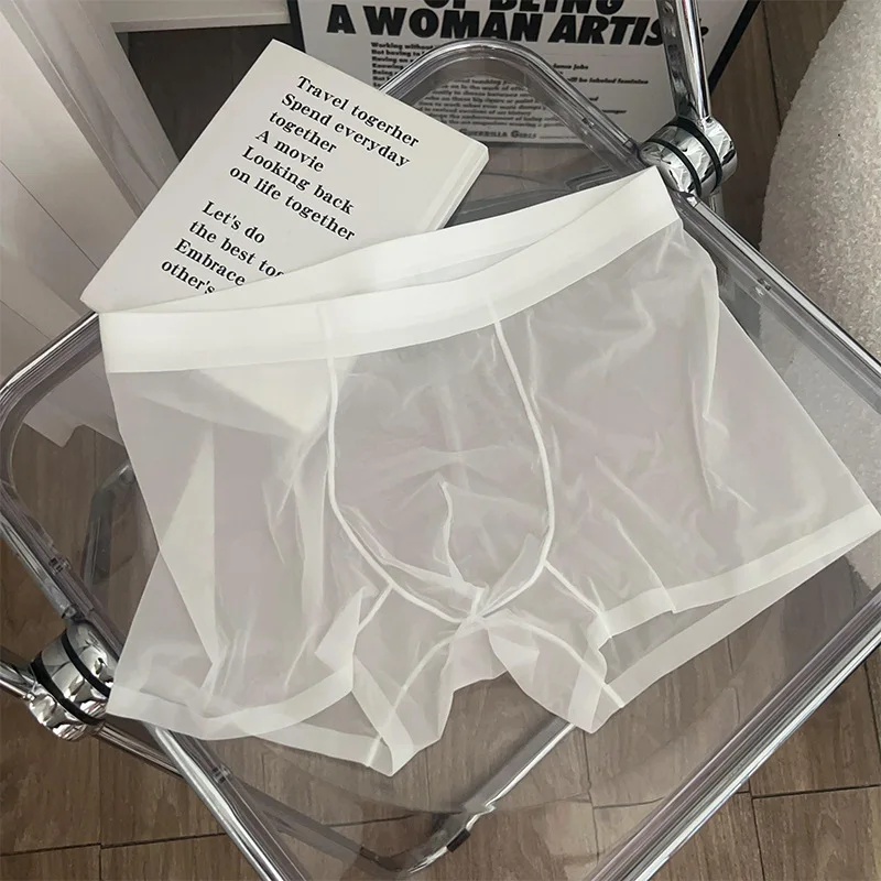 Sexy Men Boxy Underwear Seamless Ice Silk Thin Quick Dry Cool Feel Comfort Sports Trunks Youth Mid-rise U Convex Pouch Underpant