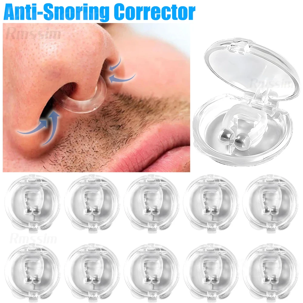 Dispositivo Antirronquidos, Clip Nasal, Bloqueador de Ventilación, Anillo Magnético de Silicona para Dejar de Roncar, Ayuda para Dormir Silenciosamente por la Noche, para Hombres y Mujeres