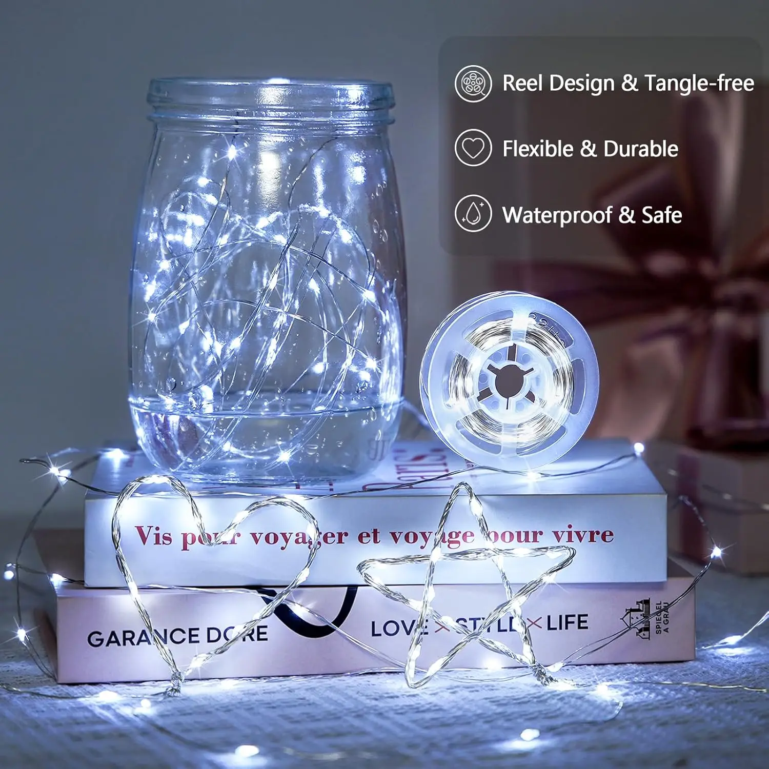 سلسلة أضواء LED تعمل بالطاقة الشمسية سلك نحاسي 8 أوضاع أضواء خرافية تعمل بالطاقة الشمسية في الهواء الطلق مقاومة للماء للحديقة والفناء والحفلات وعيد الميلاد