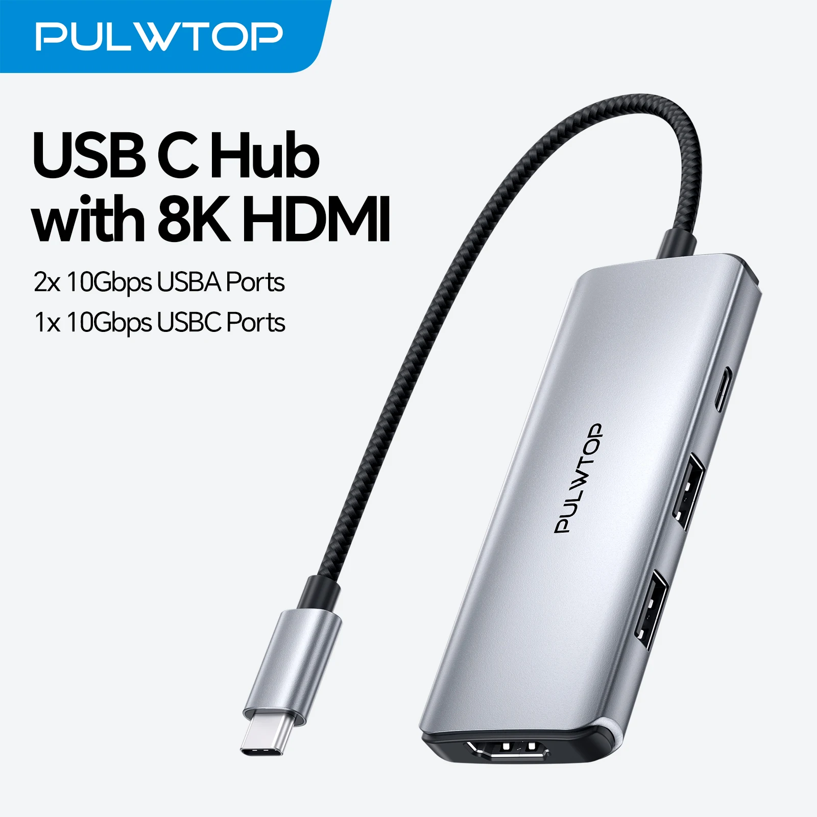 

PULWTOP 4 в 1 USB C-концентратор, многопортовый адаптер USB C HUB с HDMI @8K40Hz/4K120Hz, USB A/C 5 Гбит/с, порт USB C для Macbook Air/Pro