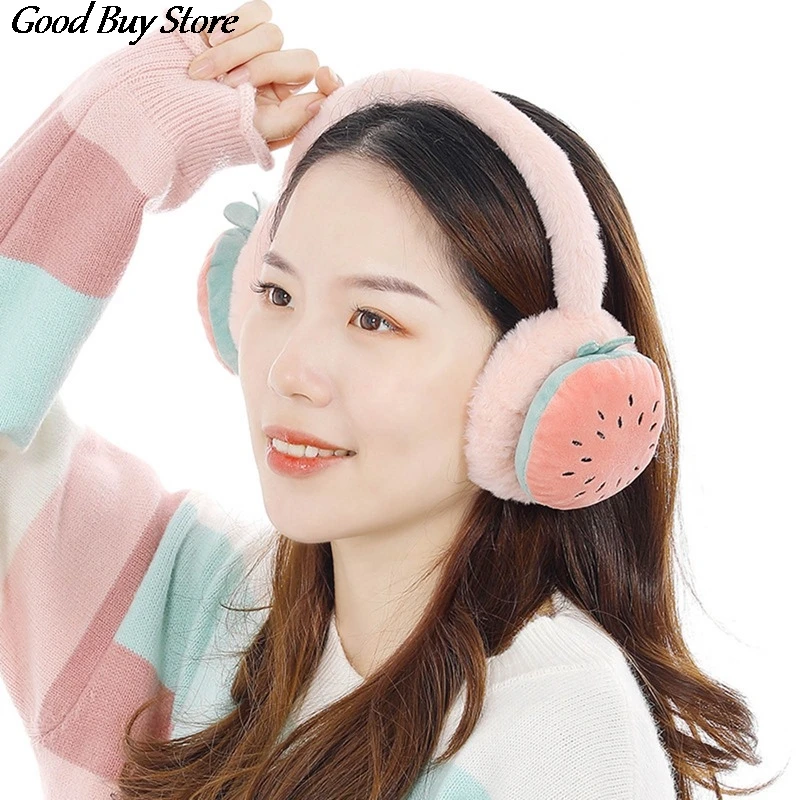 Adult Kids Winter Earmuffs Soft Plush Ear Caps Fruit Earflap Unisex Keep Warm Skiing Ear Muff Party Cartoon Headphone Warmer