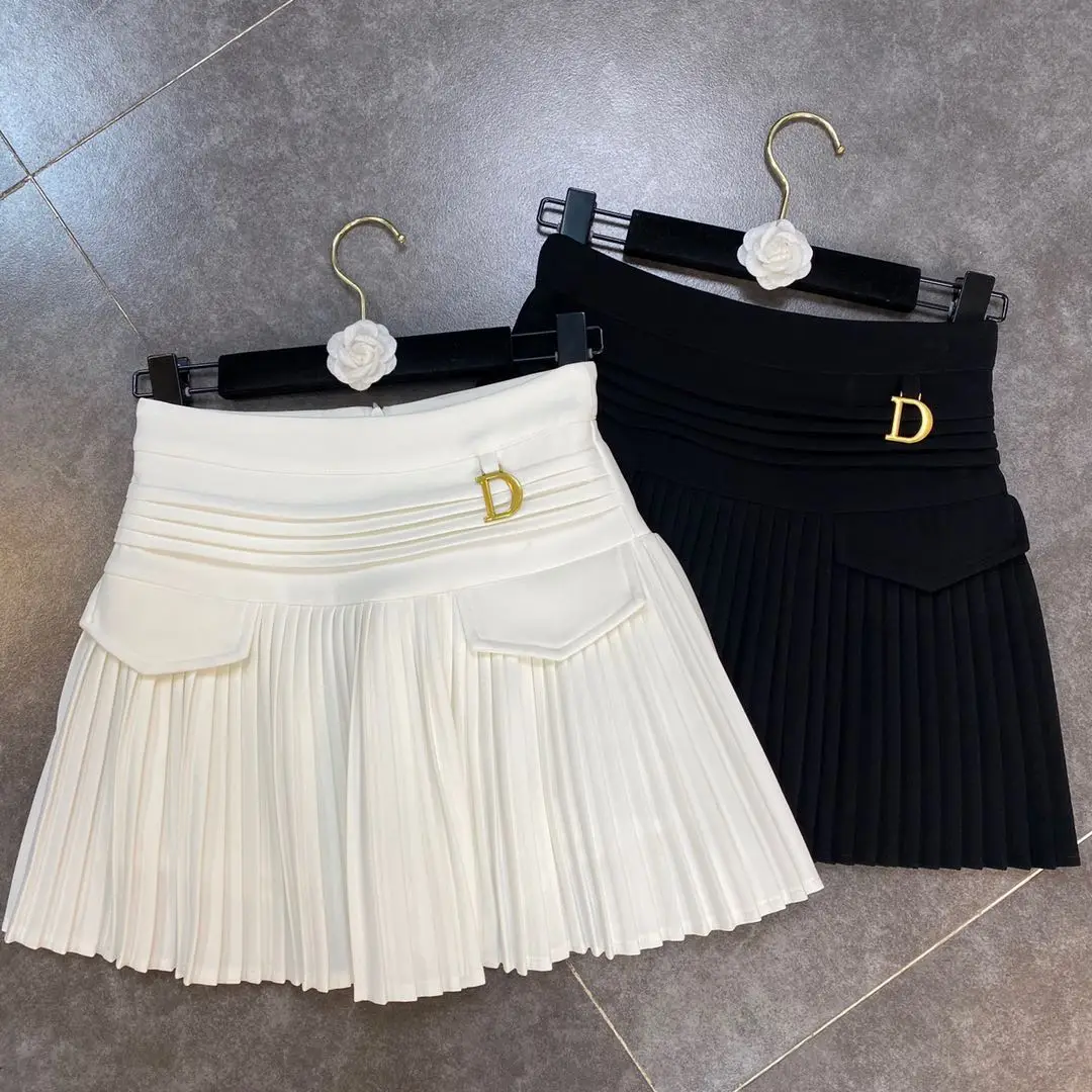 2024 Spring Summer New Arrivals High Waist Short Mini Pleated Skirt Streetwear Women Slim Fashion Korea Kawaii A Line Skirt