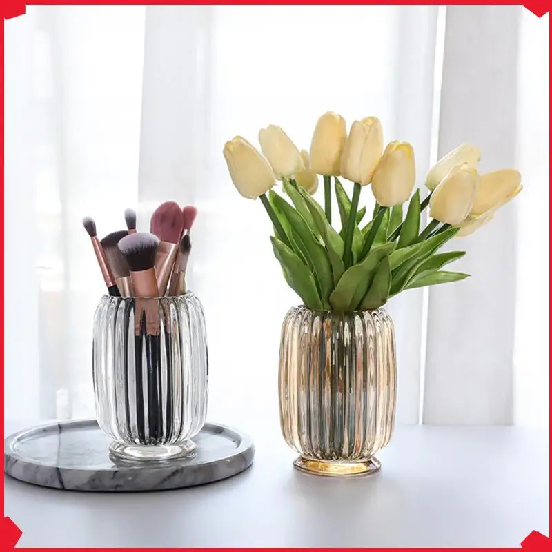 

B17B Стеклянный держатель для кистей для макияжа, хрустальный косметический органайзер для кистей для макияжа, подводки для глаз, держатель для ручек, органайзер, стеклянная полосатая ваза, легко