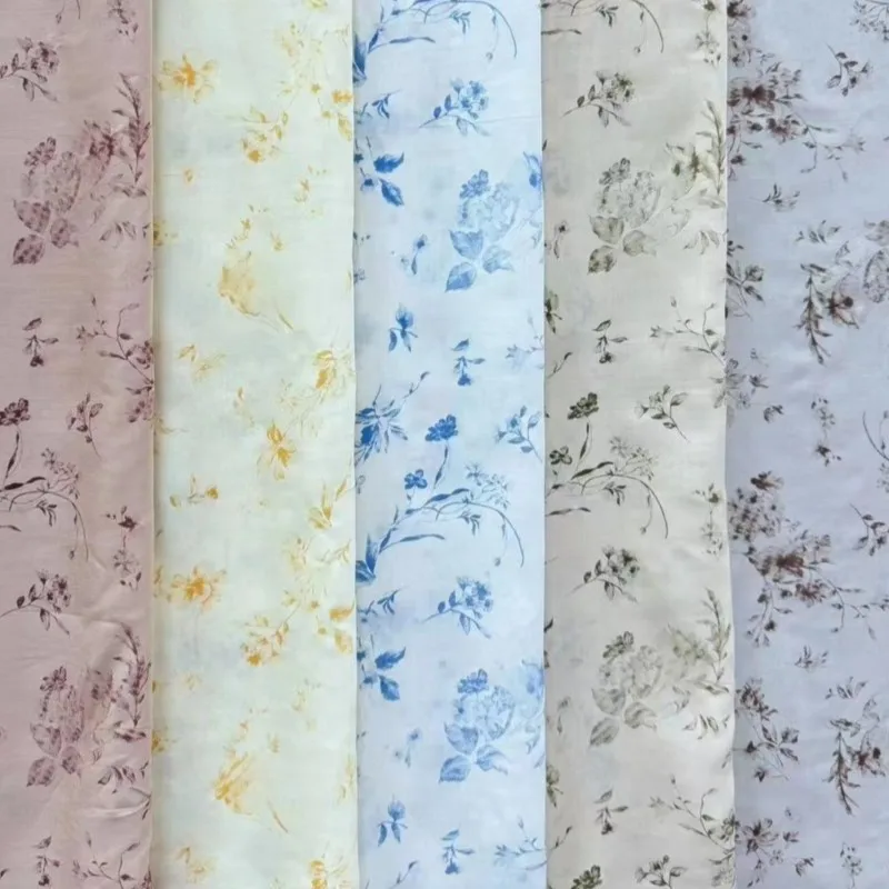 Spring /Summer Fabric Printed fabric,45s artificial Cotton printed cotton silk floral fabric dress Pants clothing Fabric