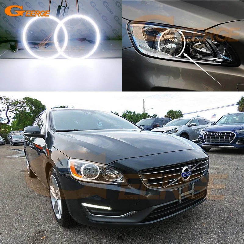 For Volvo S60 II 134 V60 155 157 2014 2015 2016 2017 2018 Ultra Bright DRL COB Led Angel Eyes Kit Halo Rings