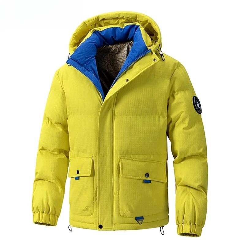Мужские парки с капюшоном, зимняя модная теплая ветрозащитная хлопковая одежда, новые утепленные однотонные мужские пальто с большими карманами для отдыха