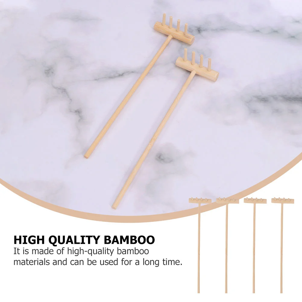 6 PCS Mini Rake Desktop Accessories Decor Smoothing Tools Garden Miniature Push Bamboo Micro Meditation Office Zen