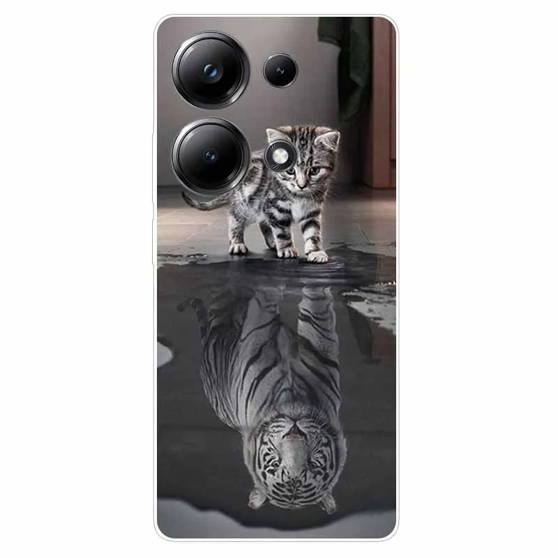 For Xiaomi Poco M6 Pro Case Cool Wolf kitten Silicone Soft TPU Phone Cases for Poco M6Pro 4G Back Cover PocoM6Pro M 6 Pro Clear