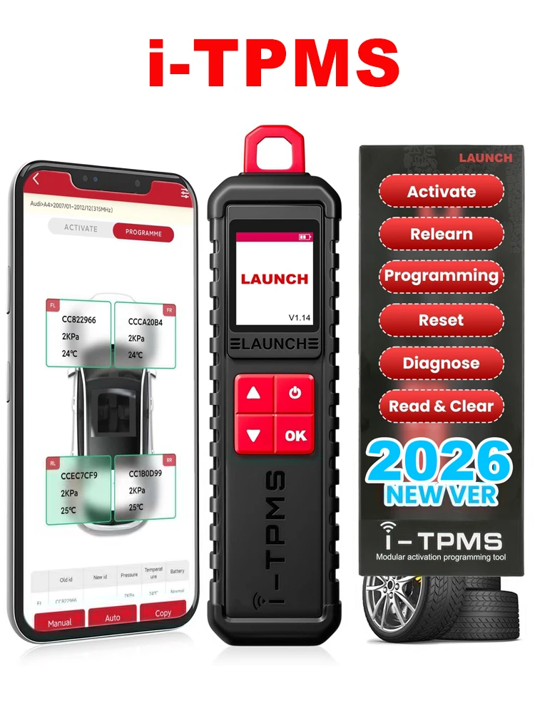 LAUNCH X431 i-TPMS Reifendruck-Diagnosegerät mit aktiver Programmierungsfunktion, 315/433 MHz RF-Sensor für Android /X431 V CRP919E BT PRO ELITE pk TSGUN