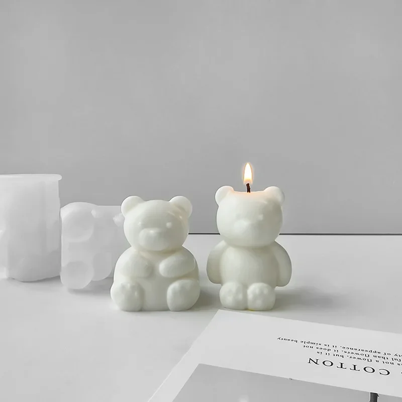 3D Bear Candle Silicone Molds Ice Cube Trays Mold Silicone Animal Mold Soap Candle Mold Ice Cube for DIY Handmade Supplies